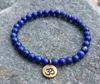 SN1106 Bracelet de perles fait à la main 6mm Lapis Lazuli perles en pierre naturelle laiton Antique Ohm Lotus bouddha breloque Bracelet255T