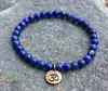 SN1106 Ganzes handgefertigtes Perlenarmband 6 mm Lapislazuli-Natursteinperlen Antikmessing Ohm Lotus Buddha Charm-Armband253O