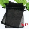 Entier 100pcs Black Drawable Organza Wedding Gift Bagspouchs 9x12cm Home Garden Rangement Bags6610246