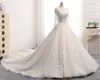 Vintage nouvelle princesse robe de bal robes de mariée manches longues voir à travers lacets dos perlé 3D Floral Tulle robe de mariage