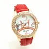 PVC leather bandgold plating round casecrystal decoquartz movementGerryda fashion woman lady leather watches7791191399