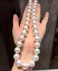 Feine Perlen Schmuck Runde 18 "12-14mm echtes natürliches Südsee weiße Perlenkette 14k Gold