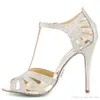 Chaussure de mariage pailletée champagne sur mesure Tstrap semelle en cuir escarpins confortables orteil 4quot talons enveloppés en cuir femmes sandales2211111468