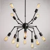 Nordic Industrial vintage Spider Design E27 Edison Chandelier Cafe Bar Light Fixture Adjustable Iron Lamp Decoration black pendant light