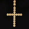 2017 New Fashion Hip Hop Gold Plated Full Cz Iced Out Jesus Face Cross Pieces 79cm Long Rosary Necklace for Men and Women Jewelry3462