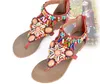 Bohemian colorido gema grânulo sandálias sandálias plana sandálias mulheres flip flops praia sapatos tamanho 34 a 40 41