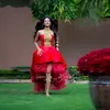 New Red High Low Puffy African Black Girl Prom Dresses 2019 Personalizza più Unique Ankara Dress Women Abiti da sera maniche Festa2731