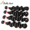 Bellahair الهندي المنغولي البرازيلي ينسج الإنسان مع شعر الطفل فضفاض موجة عميقة 3 حزم و 13 * 4 الأذن لإغلاق الأذن الدانتيل أمامي