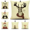 Christmas Pillowcase OH OH OH Merry Christmas Reindeer Snowman Cartoon Animals Pillow Case Festival Gift Christmas Gift Cushion Cover