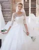 국자 반팔 복장 가운 Tulle 웨딩 드레스 신부 드레스 Applique Robe de Marriage Wedding Gowns