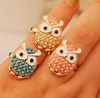 Owl Pearl Ring For Women Cute Mix Colors Korean Style Girl Jewelry Gift New Hot Wholesale Blue White Pink