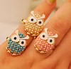 Bague en perles de hibou pour femmes, mélange de couleurs mignonnes, Style coréen, bijoux pour filles, cadeau, nouvelle collection, vente en gros, bleu, blanc, rose