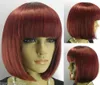 100 toute nouvelle image de mode de haute qualité perruque en dentelle complète WigsgtgtNew Sexy Ladies Girl Bob Short rouge foncé brun droit Full Wigs7655215