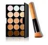 15colors Corretivo Facial Nautral Cuidados Nake Glitter Makeup Palette Set com Beush 1pcs Concealer + 1pcs livre Escova DHL