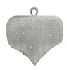 New Rhinestones Heart Tassel Women Clutch Bags Diamonds Crystal Wedding Bridal Handbags Purse Bags GoldSilver1439635