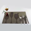 JANKNG 4 Pcs/Lot PVC Placemat Dining Table Mats Western Bottle Design Bar Mat Kitchen Dining Bowl Plate Pad Table Decoration