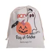 2021 Halloween Party Candy Presentsäck Behandla eller Trick Pumpa Bat Witch Canvas Bag Barnfester Festival Drawstring Väskor