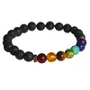 8mm Natural Lava Stone 7 Styles Beaded Strands Charm Bracelets Elastic Bangle Party Decor Jewelry For Women Men