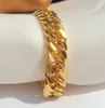 Cuban Link Alloy Bracelet 11mm Thick Wide Gold Finish Large Mens 9 Inch Curb286l