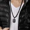 Charmant bon bijoux motard en acier inoxydable 316L grande étiquette de chien tête de Lion collier pendentif boule noire chaîne 28 ''