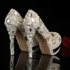 Blanco Marfil Cristal y Perla Punta Redonda Zapatos de Boda Nupcial Diamante Tacón Alto Zapatos de Vestir de Mujer Preciosos Zapatos de Fiesta de Moda para Mujer