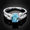 Gorąca sprzedaż Full Diamond Moda Double B z kamieniem 925 Silver Ring StPR048D Brand New Light Blue Gemstone Sterling Posrebrzane Palce