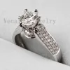 Vecalon 高級リング結婚指輪女性のための 1.5ct Cz ダイヤモンドリング 925 スターリングシルバー女性婚約指リング