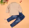 Baby Boy Garnitury Odzieżowe + Koszula + Dżinsy 3 Sztuk Dżentelmen Outfit Dzieci Przyczynowe Zestawy Wypoczynek Dzieci Bawełniane Ubrania Baby Ubrania Zestawy Topy + Spodnie 0-8y CQZ051