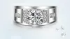 925 Серебряный круглый имитация Алмаз CZ сторона камень обручальное кольцо для мужчин