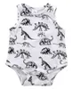 Verão Romper Do Bebê Infantil Bebê Menina Menino Roupas Dinossauros Impresso Sem Mangas Macacão Bodysuit Sunsuit Algodão One-piece Roupas Crianças Roupas