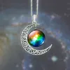 Crescent Necklace Starry Moon Outer Space Chain Silver Gemstone Pendant Necklaces Jewelry Christmas Gift Mix Models 12 Design