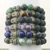 SN1111 Bracelet de Yoga bouddha pour hommes, perles de lave Chakra, Agate mousse, améthyste, oeil de tigre, Bracelet Turquoise africain