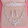 Shiny Pearl Beaded Bridal Accessories Crystal CrownNecklaceEarrings Three Piece Set Fashion Bridal Jewelrys Cheap Bridal Accesso3101267