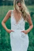 Sexy Deep V Neck Backless Mermaid Lace Wedding Dresses New Arrivals 2016 Cheap Country Garden Beach Chapel Long Train Bridal Gowns EN6161