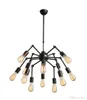 Nordic Industrial vintage Spider Design E27 Edison Chandelier Cafe Bar Light Fixture Adjustable Iron Lamp Decoration black pendant light