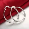 Fashion hoop earrings 925 silver jewelry diameter 4cm classic charm design cool street style Europe Hot free shipping Cheap Wholesale