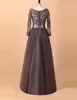 Magic Bridal Brown Long Sleeves Mother Of The Bride Dresses Plus Size Tulle Applique Mother's Dresses