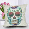 18" Colourful Skull Head Cotton Linen Throw Pillow Case Cushion Case Cover Square Decorative Pillows for Home Car Sofa