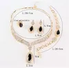 Wedding Accessories Women Bridal 18k Gold Plated Gem Crystal Necklace Bracelet Ring Earring Jewelry Sets 3Colors