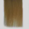 Rey Ombre İnsan Saç Bant Uzantıları Vücut Dalga 200g 80 adet / grup # 4/27 Bal Sarışın Ombre Brezilyalı PU Saç Cilt Atkı Saç