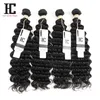 Brazilian Deep Wave Virgin Hair With Closure 4 Bundles With Closure Brazilian Virgin Hair With Free Part Closure HC Human Hair Extensions