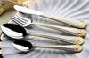 Zestawy naczynia obiadowe Hurtownie 2021 Sprzedaż 4 SZTUK Złoto Sztućce Sztućce Zestaw Flatware Zestaw Tableware Nóż Spoon Fork1