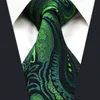 U30 Paisley florais verdes escuro dos homens negros gravatas Laços 100% Silk extra longas tecido jacquard nova marca