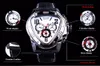 JARAGAR SPORT Fashion Design Mens Watches Top Brand Luxury Automatic Watch Triangle 3 Dial Dial Display äkta läderband Clock306e