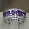 Intero ebraico di lusso professionale Principessa Cut 925 Sterling Silver Amethyst Gemstones Cz Diamond Wedding Lover Band Ring Gift 244K 244K