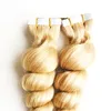 # 613 Bleach loira brasileira solta fita de cabelo em extensões de cabelo humano 40 peças 7a 100g extensões de cabelo de trama de pele solta encaracolada