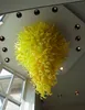 Grandes lâmpadas coloridas Murano teto chandeliers estilo amarelo cor mão soprado arte de vidro lobby candelabro