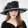 2015 Ladies Church Hats Organza Wedding Hat Handmade Flowers Women Hats Wide Brim Hats Wedding Party Accessories Custom Made For Women
