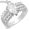 Vecalon Mode Vrouwen Sieraden Engagement Wedding Band Ring 5CT CZ Diamond Ring 925 Sterling Zilveren Vrouwelijke Vinger Ring