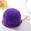 High quality Small gift make - up mirror new hair ball mirror key ring car bag ornaments pendant KR364 Keychains mix order 20 pieces a lot